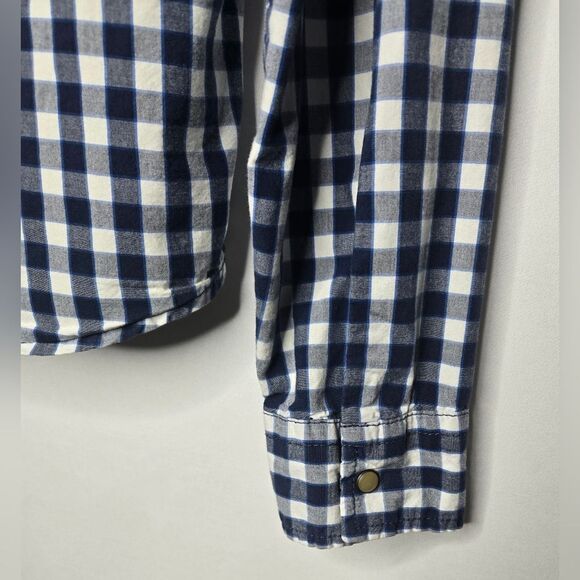 Men's Hollister Blue & White Checks Western Style Shirt - Medium - Picture 7 of 8